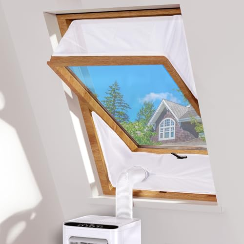 Fiitas Calfeutrage de Fenêtre 300CM, Kit de Joint Fenetre Climatiseur Mobile Étanche, Fermeture*4, Tuyaux Simples&Doubles Disponibles, Idéal pour Climatiseurs et Séchoirs Mobiles, aucun Perçage, Blanc