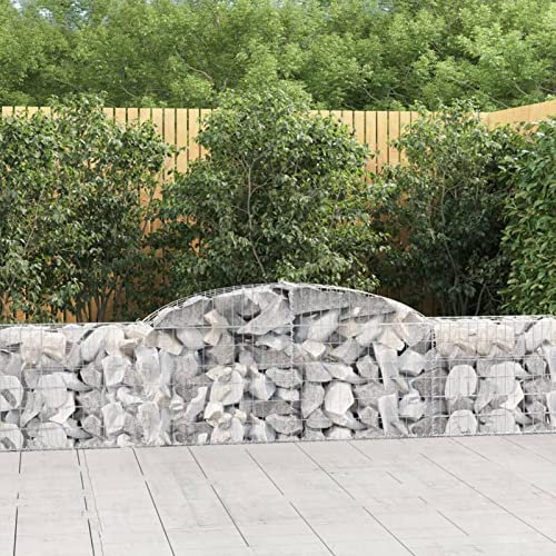 LAPOOH Gabionen mit Hochbogen 10 STK Gabionenkörbe, Gabionen Hochbeet, Steinkorb, Gabionengitter, Drahtkorb Für Pflanzen, Kräuterspirale Für Garten, 300x30x60/80 cm Verzinktes Eisen