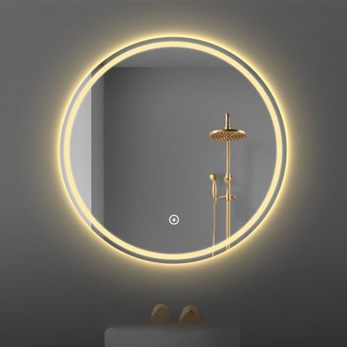 Wandmontierter LED-Badezimmerspiegel, beschlagfreier beleuchteter Badezimmerspiegel, runder Spiegel für Wohnzimmer, Schlafzimmer, Waschtisch, Eingangsbereich, Flur ( Color : Warm light , Size : 40cm )