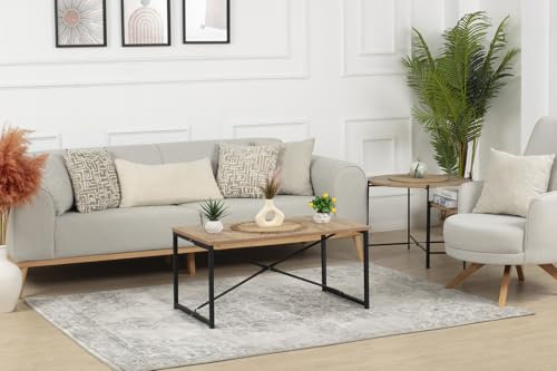 Livabliss Kuta Vintage groß - Orientalischer Wohnzimmer 140x200 cm, Esszimmer, Schlafzimmer - Boho Kurzflor e für einfache Pflege - Grau und Elfenbein