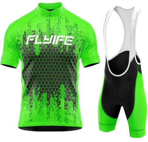 Completo Ciclismo Estivo Abbigliamento Ciclismo Manica Corta Tuta Ciclismo Uomo +Pantaloncini Imbottiti con Gel 9D, Una varietà di Stili, 3 Tasche (TYP-4,M)