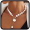 Reaky Perlenketten Gold Perlenkette Kette Pailletten Halskette für Damen
