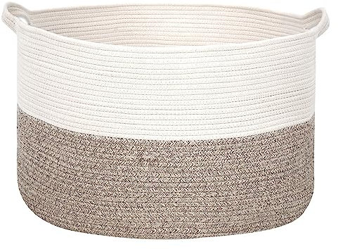 QUINTRA Extra großer Seilkorb, 83 l, Deckenkorb, Wohnzimmer, Babyspielzeug-Aufbewahrungskorb, weicher Handtuchkorb, gewebter Aufbewahrungskorb für Kleidung, 55 x 35 cm (D, One Size)