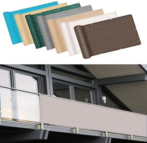 Brise Vue Balcon Exterieur 80 x 80 cm Protection Contre Soleil, Vent, UV, Raéré et Respirant, Léger, Brise Vue pour Extérieur Balcon avec Œillets, pour Balcon, Blanc