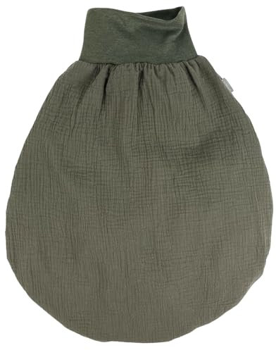 Lilakind“ Baby Musselin Strampelsack | Kleinkind Musselin Schlafsack | Made in Germany Khaki Gefüttert Gr. XXL