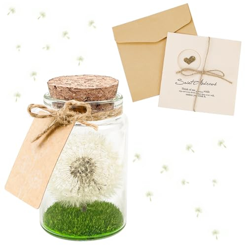 UGBO Idea Regalo Donna Vera Leone in Vetro Fiore Stabilizzato Fiori Stabilizzati Veri Regali Natale, Compleanno, Anniversario Idea Regalo per lei