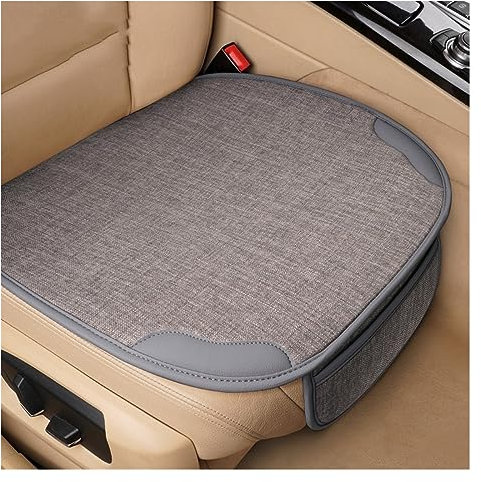 Sitzbezug Werkstatt Auto Leder+Flachs Autositzkissen Four Seasons Universal Sitzschutz LKW SUV Oder Van Innenteile(Grey,Front)