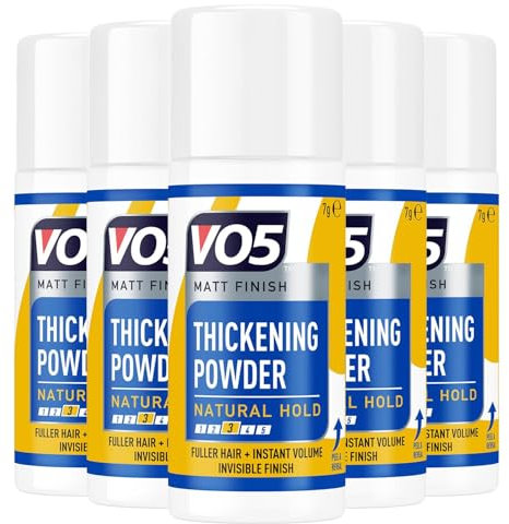 VO5 Thickening Hair Styling Powder Matti Finish with Long-Lasting Natural Hold, Fuller Hair + Instant Volume and Perfect for Short to Mid length Hair, 7g (Buy 5)