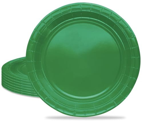 MORAINJAY 16 platos de fiesta, plato de papel verde, plato de cumpleaños de 9 pulgadas para adultos y niños, decoraciones de mesa de color sólido para cumpleaños, boda, picnic, baby shower,