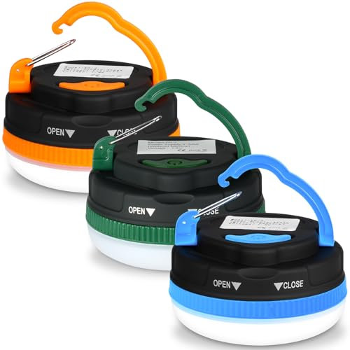 Flintronic 3Pack Campinglampe, LED Camping Laterne, 5 Modi SOS Leuchtmodi, Wasserdicht Camping Licht, Mini Zeltlampe, Tragbar & Handlich, Notfallset für Outdoor Wandern Camping Notfall Wandern Angeln