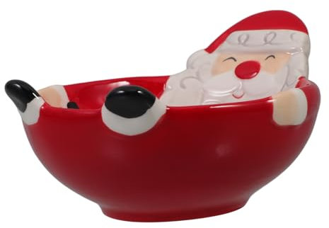 SHOWERORO Embossed Ceramic Santa Claus Treats Bowl Decorative Candy Container for Xmas for Serving Desserts Snacks and Fruits Holiday Home Decor