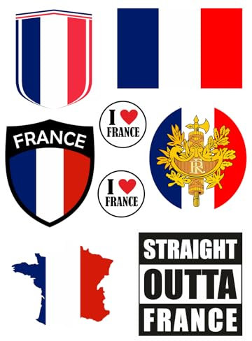 Daged Frankreich Aufkleber Karte 8 Stück - PKW Auto Sticker Motorrad Biker Flagge Fahne Vinyl AKN