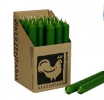 Kerzenfarm Hahn Stearin Stabkerze, 25 Stück (grün)