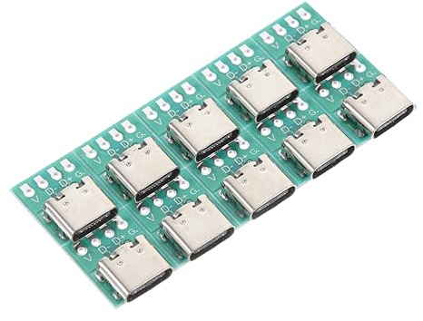 HOMSFOU USB Type-c USB C Connector 3.1 Female Connector Pcb Board Adapter 10pcs with Easy Installation and Stable Data Transmission for DIY Breadboard and Data Cable Applications