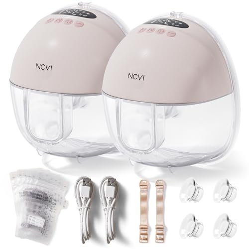 NCVI Electric Breast Pump Hands Free 8131, Wearable Breast Milk Pumps Portable with 4 Modes & 9 Levels, Rechargeable Wireless, LED Display Breastfeeding Pump with 19/21/24mm Comfortable Flanges, Pink