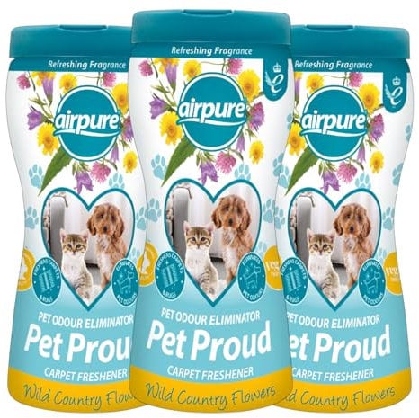 airpure PET Proud Carpet Freshener 500g, Odour Eliminator, Flowers Fragrance, White