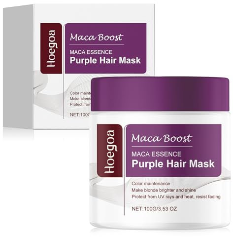 Maschera per capelli viola collagene,Maca essenza viola maschera per capelli,Repair ialuronico,Neutralizza la sfumatura gialla, ripara i danni dei capelli,Nutre i capelli biondi, biondi, capelli grigi