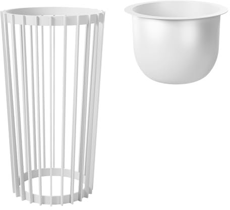 MELTOM Pot de fleurs rond décoratif en plastique (blanc, pot XXL + support XXL)