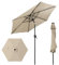 COSTWAY Sonnenschirm 230 cm mit LED-Solar-Beleuchtung, Gartenschirm mit Kurbel, beidseitig um 35° knickbar, Terrassenschirm mit 6 Rippen, Marktschirm für Garten, Balkon, Terrasse (Beige)