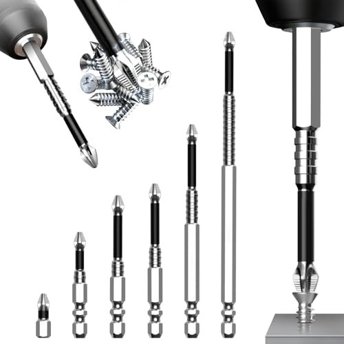 6PCS High Magnetic Screwdriver Drill Bit Set, Strong Magnetic Durability Impact Kit Anti-Slip Electric Screwdriver Drill Sets Universal for Impact Driver 25 50 65 70 90 150mm Carbon Steel