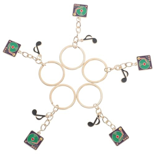 COLLBATH 5 Stück-pack Musik Schlüsselanhänger Grammophon Zinklegierung Vielseitiger Taschenanhänger Geschenk Für Musikliebhaber