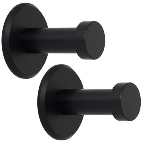 SOTECH 2 Stück Garderobenhaken TALEA echt Edelstahl massiv schwarz eloxiert | (Ø 10 / 15 mm Länge 30 mm, Gesamtlänge 33 mm) Wandhaken mit Platte Aufhänger mit verdeckter Montage