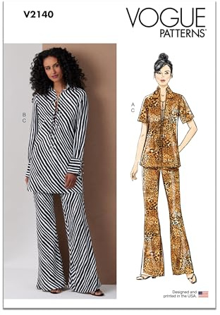 Vogue Patterns Sewing Pattern V2140H5 Misses' Tunic with Sleeve Variations and Trousers H5(6-8-10-12-14)
