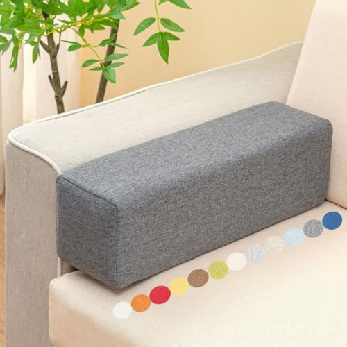 Generisch Sofa Seitenarmlehne Kissen, Dicker Rechteckig Schaumstoff Lendenwirbelkissen, Komfort Abnehmbar Kopfteil Kissen Rückenkissen, Für Betten Und Verschiedene Sofas,Stühle,Dark Gray,45x20x20cm