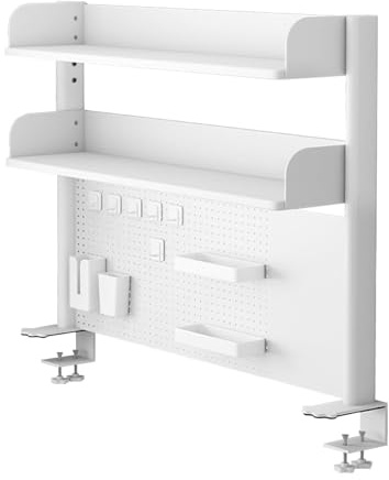 Clamp-On Desk nizer Shelf with Privacy Panel - Desktop Shelving for Gaming & Office, Essential Computer Desk Accessories, Space-Saving Clamp-On Storage Solution