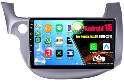 Radio de Coche 2 DIN para Honda Jazz Fit 2007-2014 Autoradio Android 15 con Wireless Carplay Android Auto WiFi Bluetooth GPS(LHD,4Core(1+32GB))