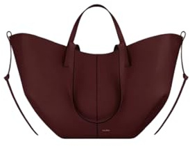 CORIOS Damen Handtasche Flügeltasche Cyme Rindsleder Schultertaschen Eimer Taschen Große Kapazität Tragetasche Elegant Tote Beutel Henkeltaschen 2pcs für Reise Arbeit Shopper Alltag Black Cherry S