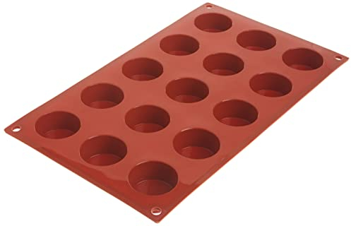 Silikomart SF027 Petit-Fours Molde de Silicona Ø40 h 20 mm, Rojo