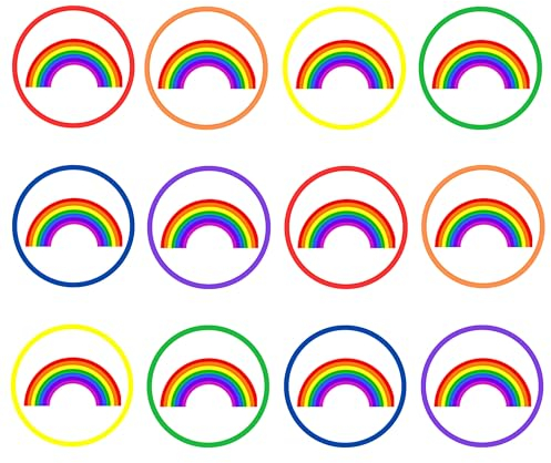Rainbow Edible Cupcake Toppers – 24 x 4cm/1.5 Inch Bright Colourful Party Decorations for Pride, Birthdays & Celebrations (UNCUT)