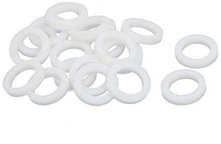 sourcing map 20St PTFE Flache Unterlegscheiben Dichtung 12mm AD 8mm ID 2mm Dicke Weiß