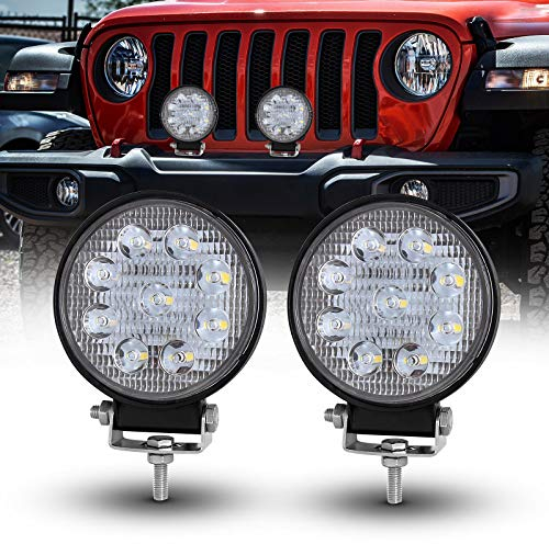 SKYWORLD LED Arbeitsscheinwerfer Auto, 4 Zoll 27W Runden Scheinwerfer Offroad Zusatzscheinwerfer 12V 24V 6000K IP67 Wasserdicht für 4x4 SUV Truck Traktor oder schweres Gerät