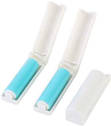 Wiederverwendbarer Fusselroller, faltbar, waschbar, Reise-Staubpicker, Reinigungsbürste mit Abdeckung für Kleidung, Autositze, Tierhaare, Schmutz, 3 Stück (blau)