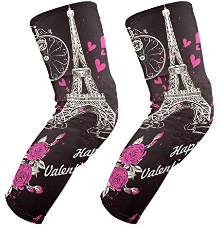 EZIOLY Paris Knieschoner, Motiv: Eifelturm, Rosen, Valentinstag, Basketball, Volleyball, Wabenbein, Knieschoner, gepolstert, für Männer und Frauen