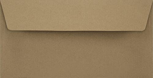 Netuno 100 Stück Sandbraun DIN Lang Umschläge ohne Fenster 11 x 22 cm braune Briefumschläge Recycling Vintage-Optik hochwertige Briefkuverts aus Kraftpapier Briefhüllen für Einladungen Grußkarten