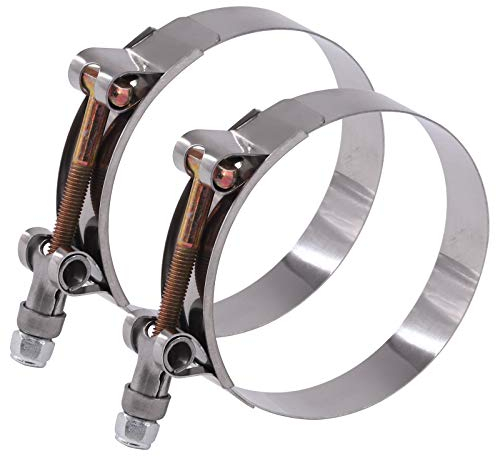 Glarks 2Pcs 76-84mm Stainless Steel T-Bolt Hose Clamps Turbo Intake Soft Hose Intercooler Clamps (76-84mm)