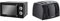 Russell Hobbs RHRETMM705B 17 L 700 W Black Compact Retro Solo Manual Microwave with 5 Power Levels, Timer, Defrost Setting, Easy Clean & 21651 Textures 4-Slice Toaster 21651-Black, Plastic, Black