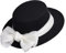 COSDREAMER Damen Viktorianischer Hut Vintage Schleifen Fedora Hut (weiß)
