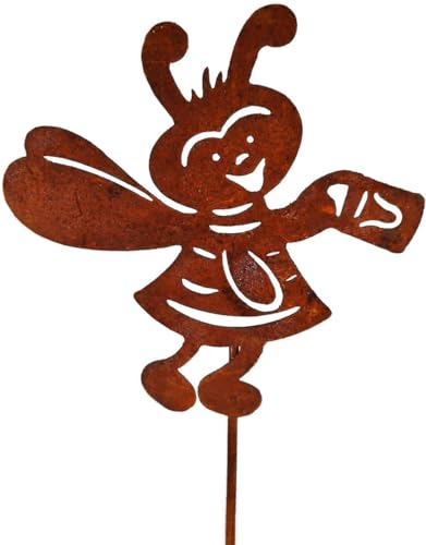 Beetstecker Biene mit Tasche incl. Stab 29 x 9 cm, Biene 11 cm Metall Rost Blumentopf Garten Stecker Figur Deko SRBG J104