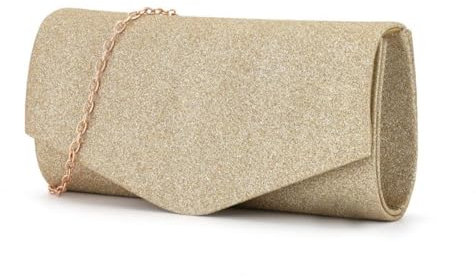 Bolso de Noche de Embrague para las Mujeres Glitter Bolso Sobre con Correa de Cadena Desmontable Bolsos de Embrague Elegante Cruz Cuerpo Bolsas para Mujeres Novia Fiesta Prom Boda (oro)