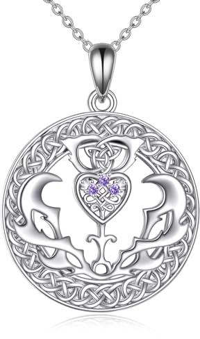 YAFEINI Schottische Distel Halskette für Damen Silber 925 Keltischer Knoten Kette Anhänger Schottland Blume Outlander Irischer Schmuck Geschenke für Mädchen