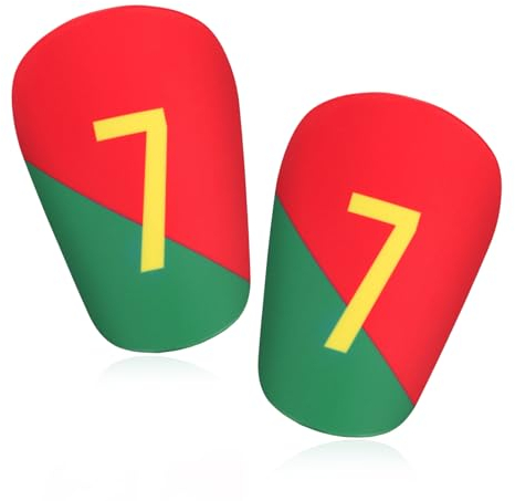 Mini Schienbeinschoner Fußball, 8x5cm Schienbeinschoner für Fußball Mini-Schienbeinschoner für Männer Jugendliche Erwachsene Frauen Kinder Jungen Mädchen (Spezielle Nr. 7 Uniformnummer)