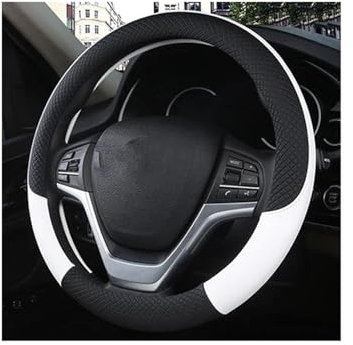 Lenkradbezug Autozubehör Leder Sport Auto Lenkradbezug rutschfest Für A-udi A1 8X A2 A3 A4 A5 A6 Für Avant Lenkrad Aufkleber(Weiss)