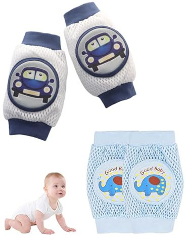 JEXOWIQ Rodilleras Bebe Gateo - 2 Pares Transpirable Rodilleras Antideslizantes para Bebé Protectores de Rodillas para Bebé Unisex(0 a 12 Meses)