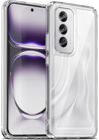 Liisooka Cover per OPPO Reno 12 5G, Custodia in TPU Antiurto Sottile di Livello Militare, Resistente all'ingiallimento, Case per Telefono in PC Rigido, Retro Antigraffio, Trasparente