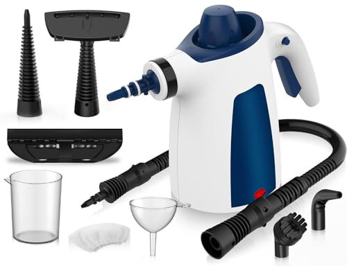 Pressurized Handheld Steam Cleaner with Safety Lock & 9 PCS Accessories, 350ML Large Water Tank Multi-Surface Steamer for Cleaning Auto Detailing, Pans, Kitchen Appliances, Window Blinds, Bird Cage