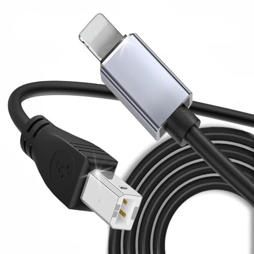 Aoiutrn Cable Midi para iPhone, OTG 2.0 Midi a USB tipo B, cable convertidor compatible con iPhone 14/13/12/11/X/iPad a micrófono USB, teclado MIDI, instrumentos electrónicos y más (teléfono)